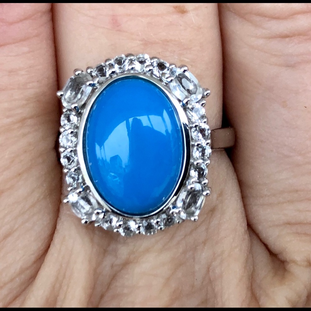 Pangea Mines Ceruleite/Topaz ring size 8 MSRP $599